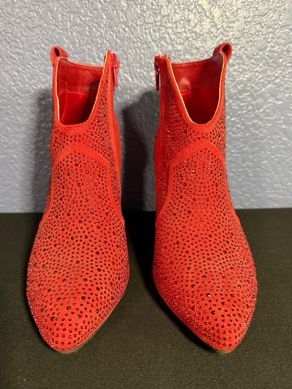Red Rhinestone Booties - Picture 3 of 6